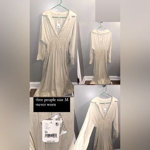 NEVER WORN! Free People Dress. brand new and never worn. Size M. cream color